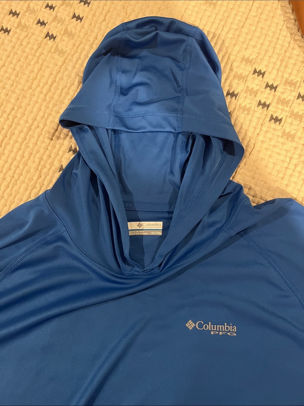 Columbia adult XL Blue Hooded PFG Swim Rashguard